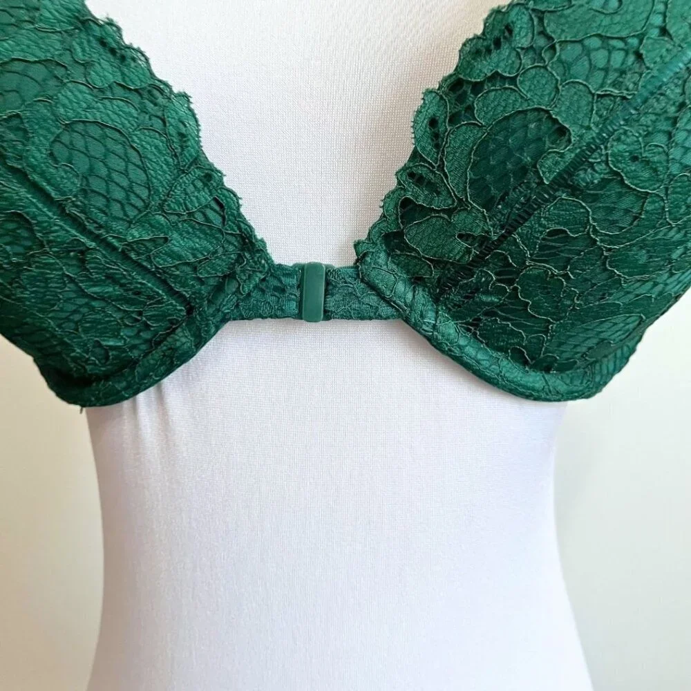 VICTORIA'S SECRET FOREST GREEN VERY SEXY PUSH-UP PIGEONNANT RACERBACK LACE BRA - Picture 6 of 10